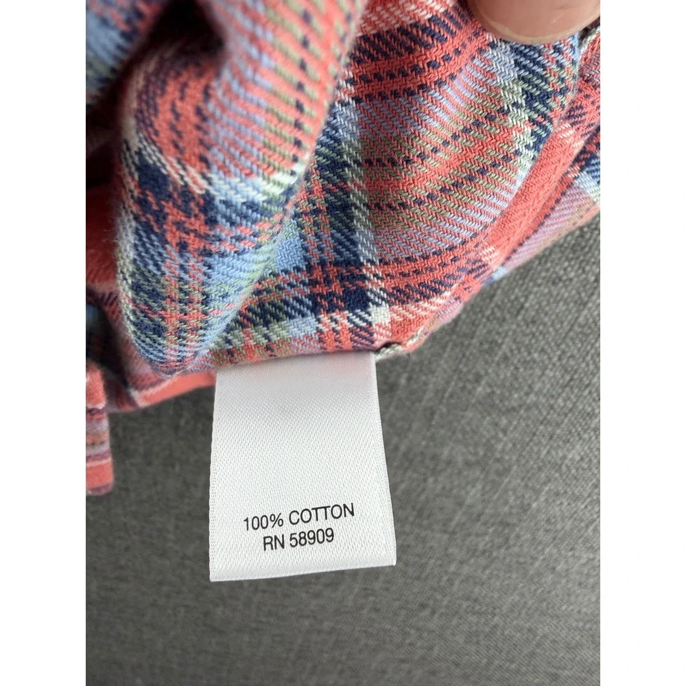 ROWM Mens 2XT Plaid Button Down Shirt Red Blue Cotton Long Sleeve Tall